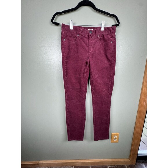J. Crew Stretch Burgundy‎ Wine Ankle Corduroy Pants Women’s Size 25 - Picture 1 of 11